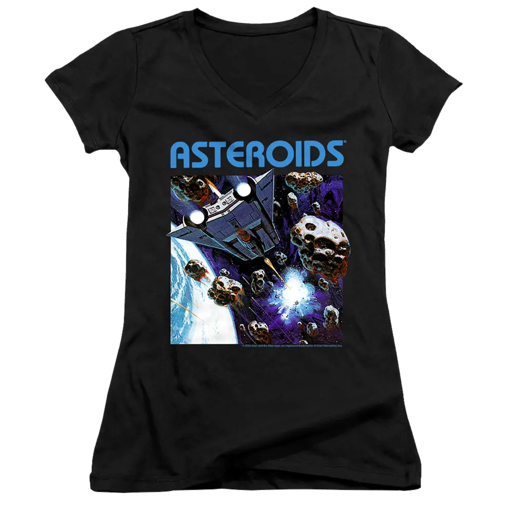 Atari 2600 Asteroids - Juniors V-Neck T-Shirt Atari