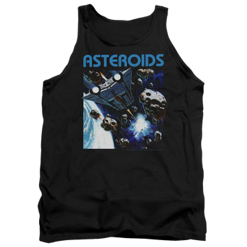 Black men's tank with Atari 2600 Asteroids graphic
