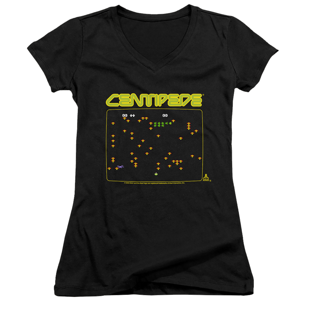 Atari Centipede Screen - Juniors V-Neck T-Shirt Juniors V-Neck T-Shirt Atari