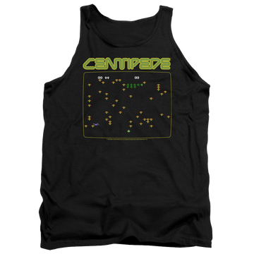 Black men's tank with Atari Centipede Screen graphic