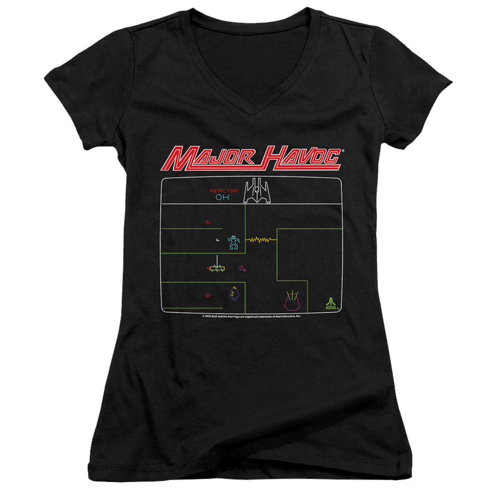 Atari Major Havoc Screen - Juniors V-Neck T-Shirt Juniors V-Neck T-Shirt Atari