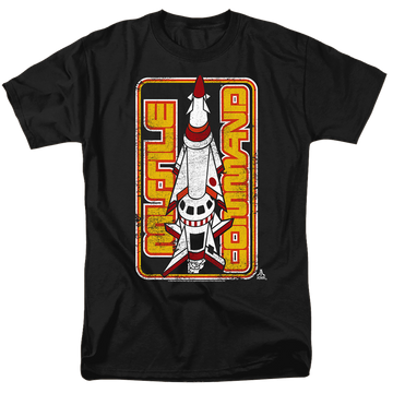 Black men's regular fit t-shirt with Atari Missile graphic