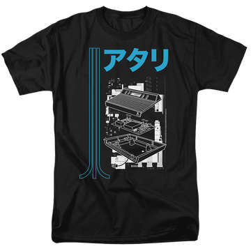 Black men's regular fit t-shirt with Atari Schematic graphic
