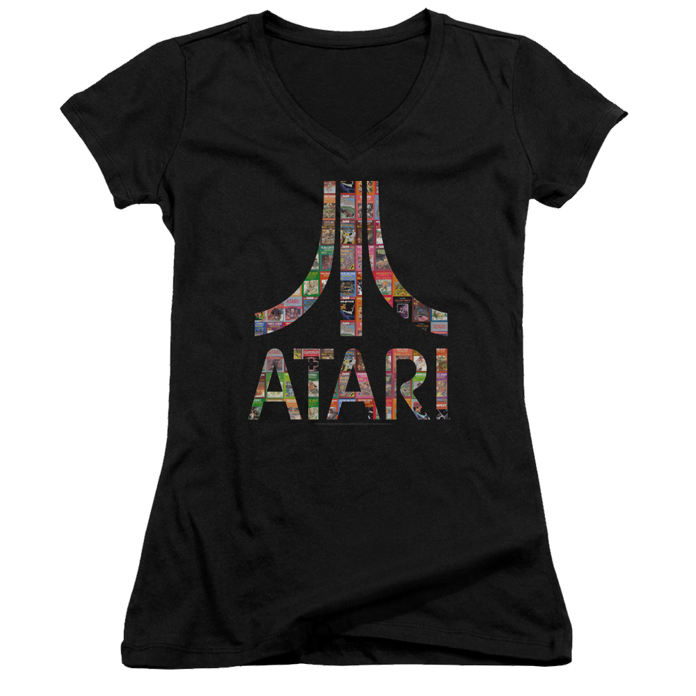 Atari Box Art - Juniors V-Neck T-Shirt Juniors V-Neck T-Shirt Atari