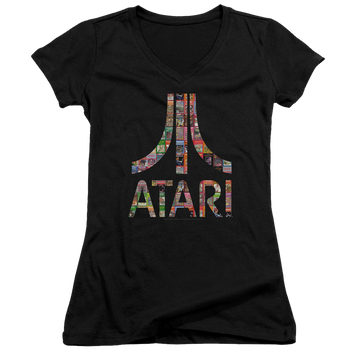 Atari Box Art - Juniors V-Neck T-Shirt Atari