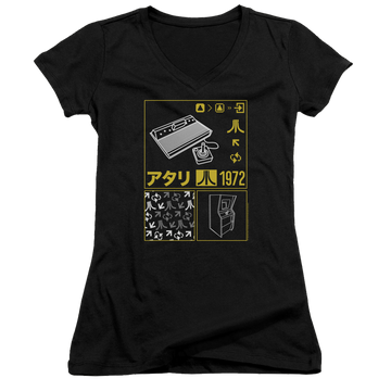 Atari Kanji Squares - Juniors V-Neck T-Shirt Juniors V-Neck T-Shirt Atari