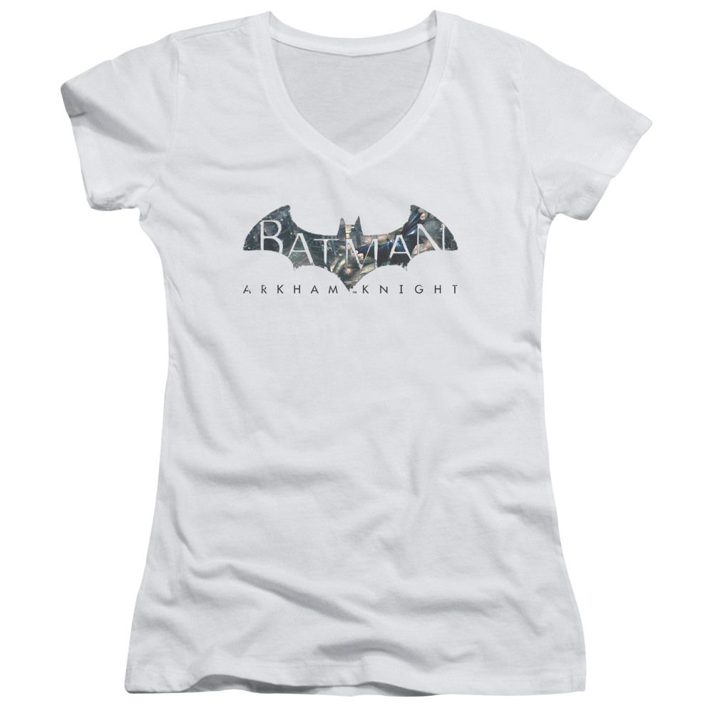 Batman - Arkham Descending Logo - Juniors V-Neck T-Shirt Juniors V-Neck T-Shirt Batman