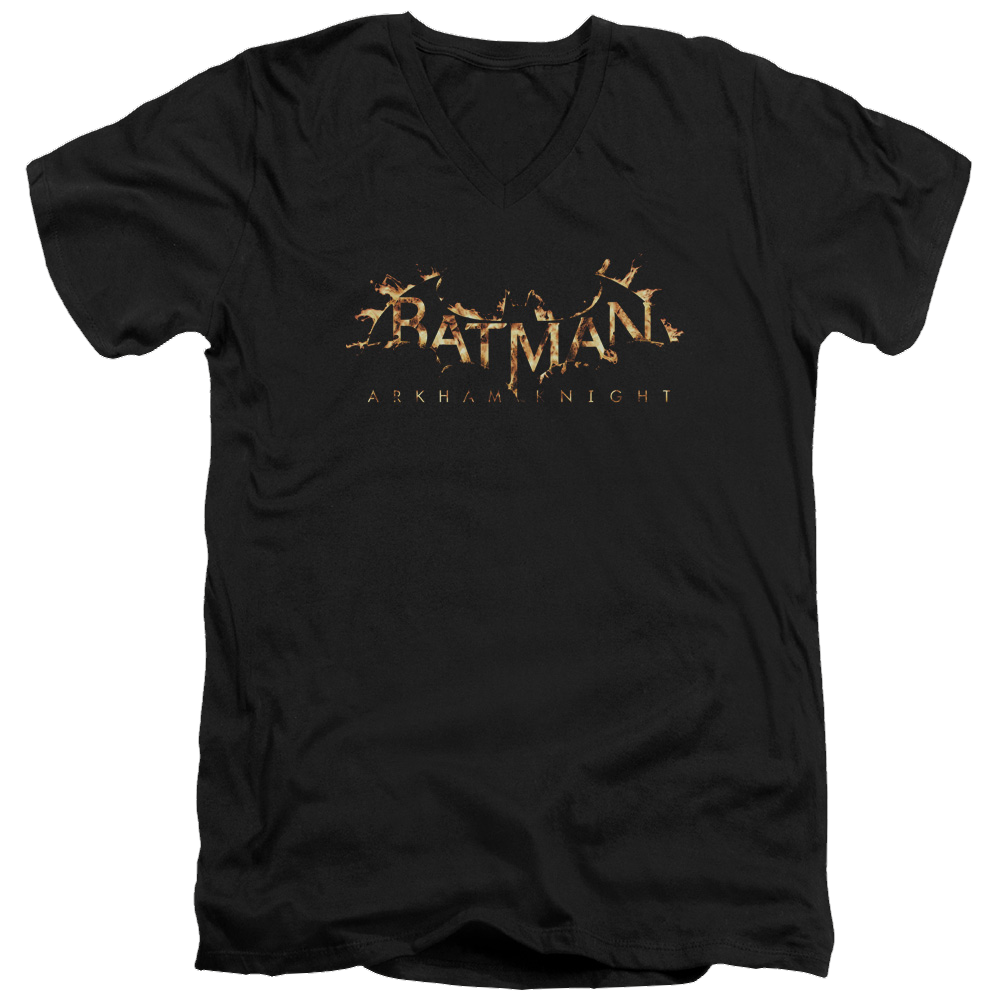 Batman - Arkham Ak Flame Logo - Men's V-Neck T-Shirt Men's V-Neck T-Shirt Batman