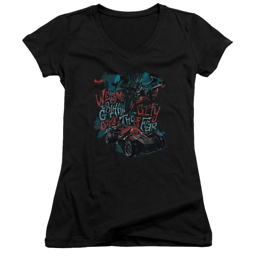 Batman - Arkham City Of Fear - Juniors V-Neck T-Shirt Juniors V-Neck T-Shirt Batman