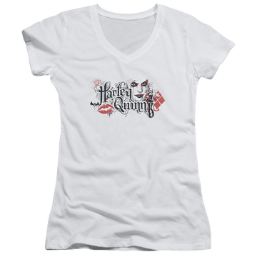 Batman - Arkham Lips - Juniors V-Neck T-Shirt Juniors V-Neck T-Shirt Batman