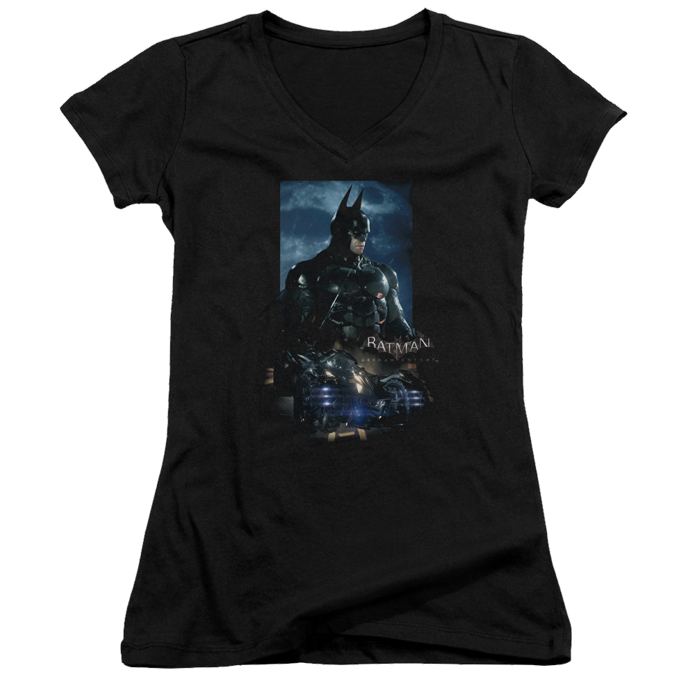 Batman - Arkham Batmobile - Juniors V-Neck T-Shirt Juniors V-Neck T-Shirt Batman