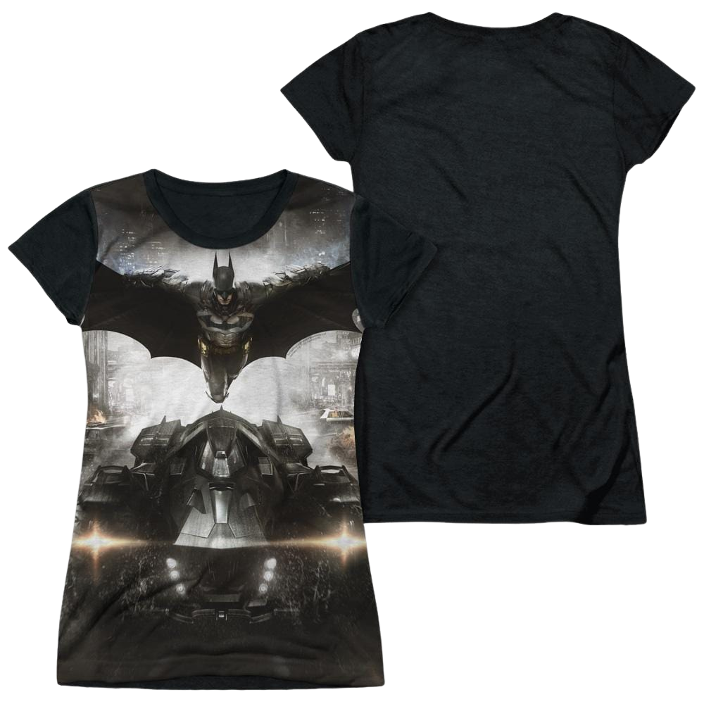 Batman - Arkham Poster - Juniors Black Back T-Shirt Juniors Black Back T-Shirt Batman