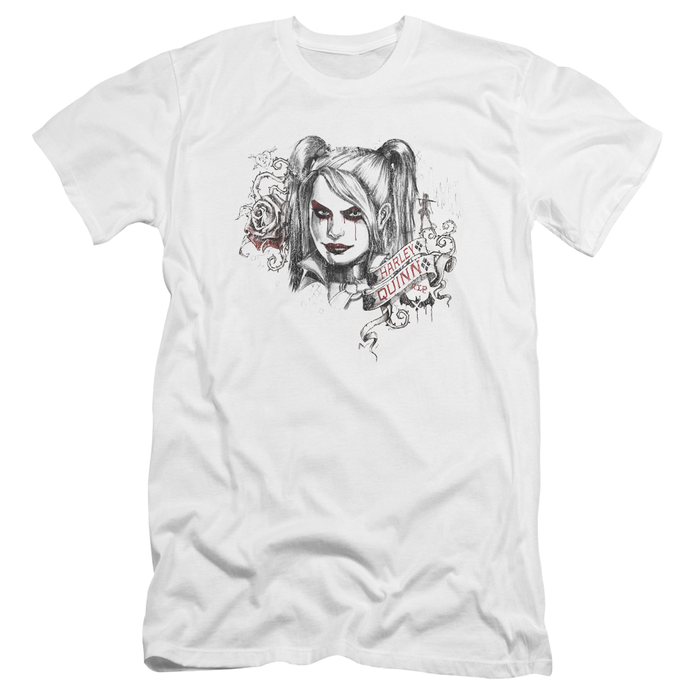 Batman - Arkham Sketchy Girl - Men's Premium Slim Fit T-Shirt Men's Premium Slim Fit T-Shirt Harley Quinn