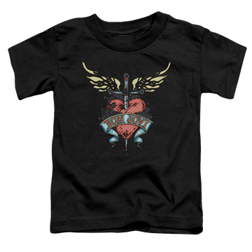 Black toddler t-shirt with Bon Jovi Daggered graphic