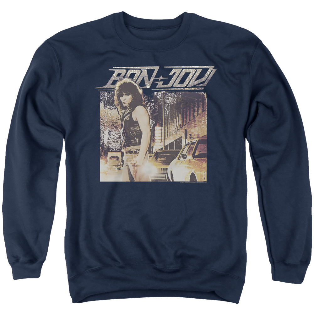 Bon Jovi Runaway Jon - Men's Crewneck Sweatshirt Men's Crewneck Sweatshirt Bon Jovi