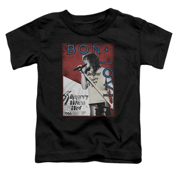 Black toddler t-shirt with Bon Jovi 86 Tour graphic