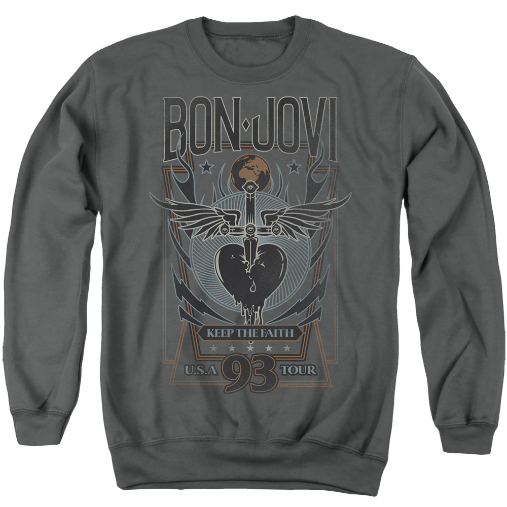 Bon Jovi Keep The Faith - Men's Crewneck Sweatshirt Men's Crewneck Sweatshirt Bon Jovi