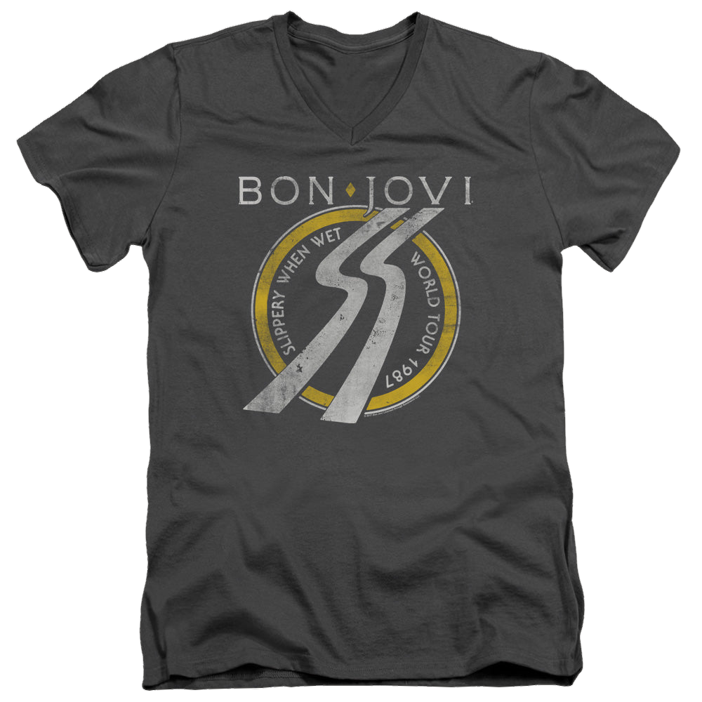 Bon Jovi Slippery When Wet World Tour - Men's V-Neck T-Shirt Men's V-Neck T-Shirt Bon Jovi