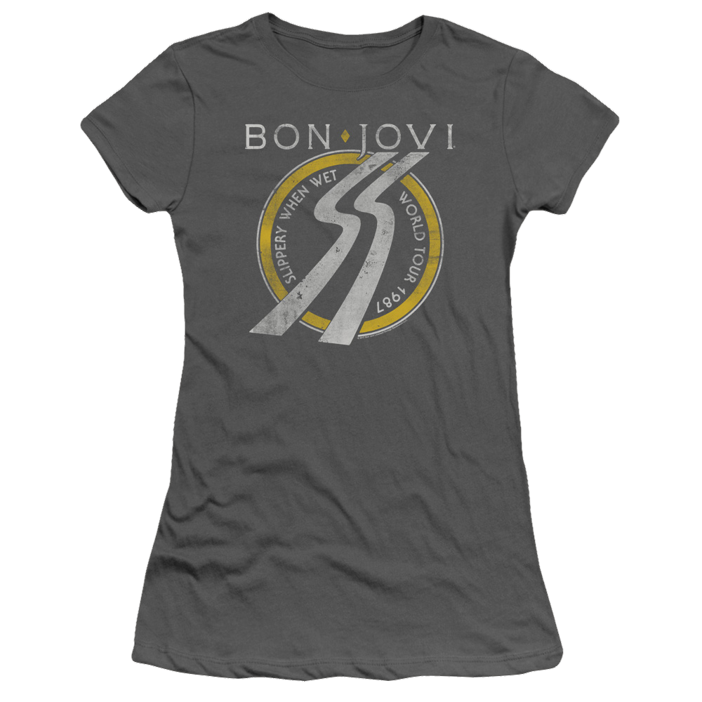 Bon Jovi Slippery When Wet World Tour - Juniors T-Shirt Juniors T-Shirt Bon Jovi