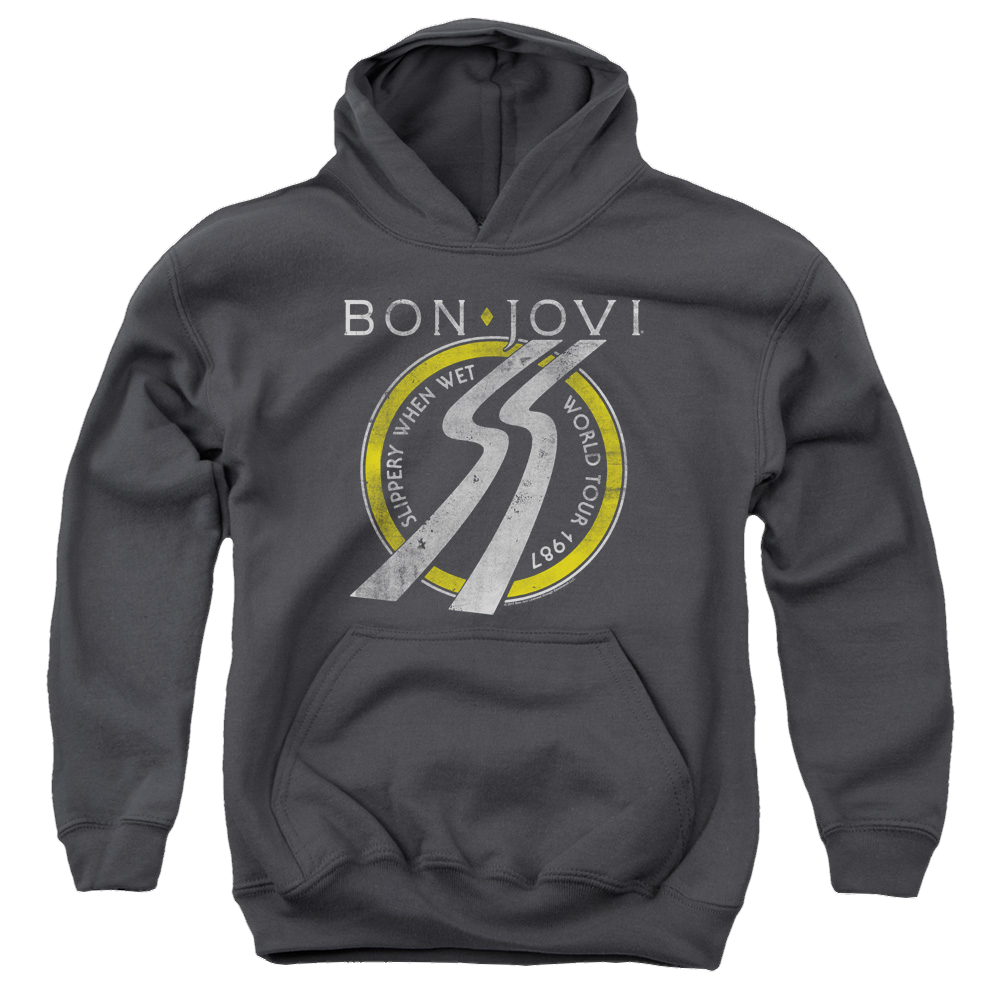Bon Jovi Slippery When Wet World Tour - Youth Hoodie Youth Hoodie (Ages 8-12) Bon Jovi