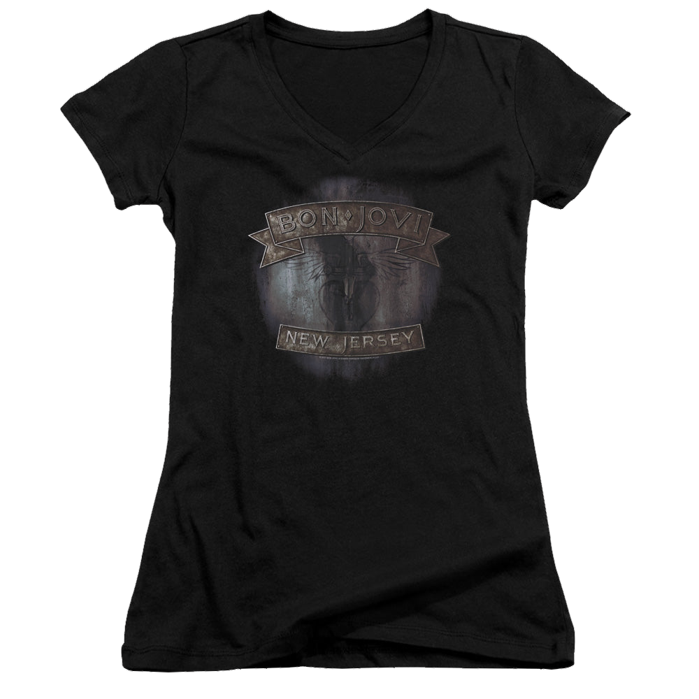 Bon Jovi New Jersey - Juniors V-Neck T-Shirt Juniors V-Neck T-Shirt Bon Jovi