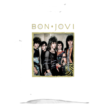 White kid's t-shirt for ages 4 to 7 with Bon Jovi Framed graphic