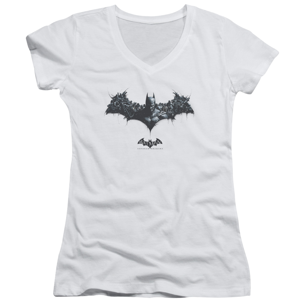 Batman - Arkham Bat Of Enemies - Juniors V-Neck T-Shirt Juniors V-Neck T-Shirt Batman