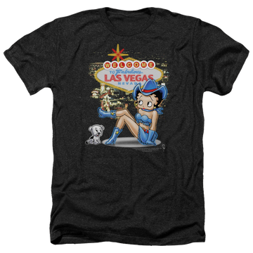 Charcoal men's heather t-shirt with Betty Boop Welcome Las Vegas graphic