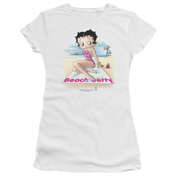 White juniors t-shirt with Betty Boop Beach Betty graphic