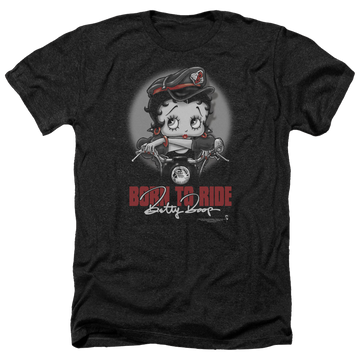 Charcoal men's heather t-shirt with Betty Boop Born To Ride graphic