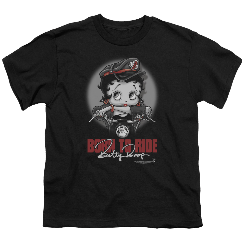 Betty Boop Born To Ride - Youth T-Shirt Youth T-Shirt (Ages 8-12) Betty Boop