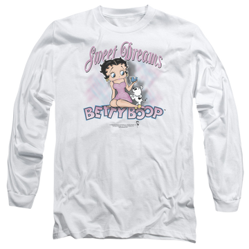 White men's long sleeve t-shirt with Betty Boop Sweet Dreams graphic