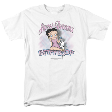 White men's regular fit t-shirt with Betty Boop Sweet Dreams graphic