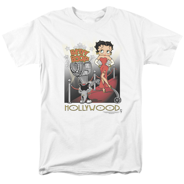 White men's regular fit t-shirt with Betty Boop Hollywood graphic