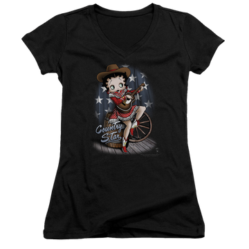 Betty Boop Country Star - Juniors V-Neck T-Shirt Juniors V-Neck T-Shirt Betty Boop