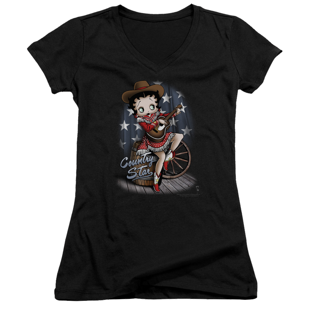 Betty Boop Country Star - Juniors V-Neck T-Shirt Juniors V-Neck T-Shirt Betty Boop
