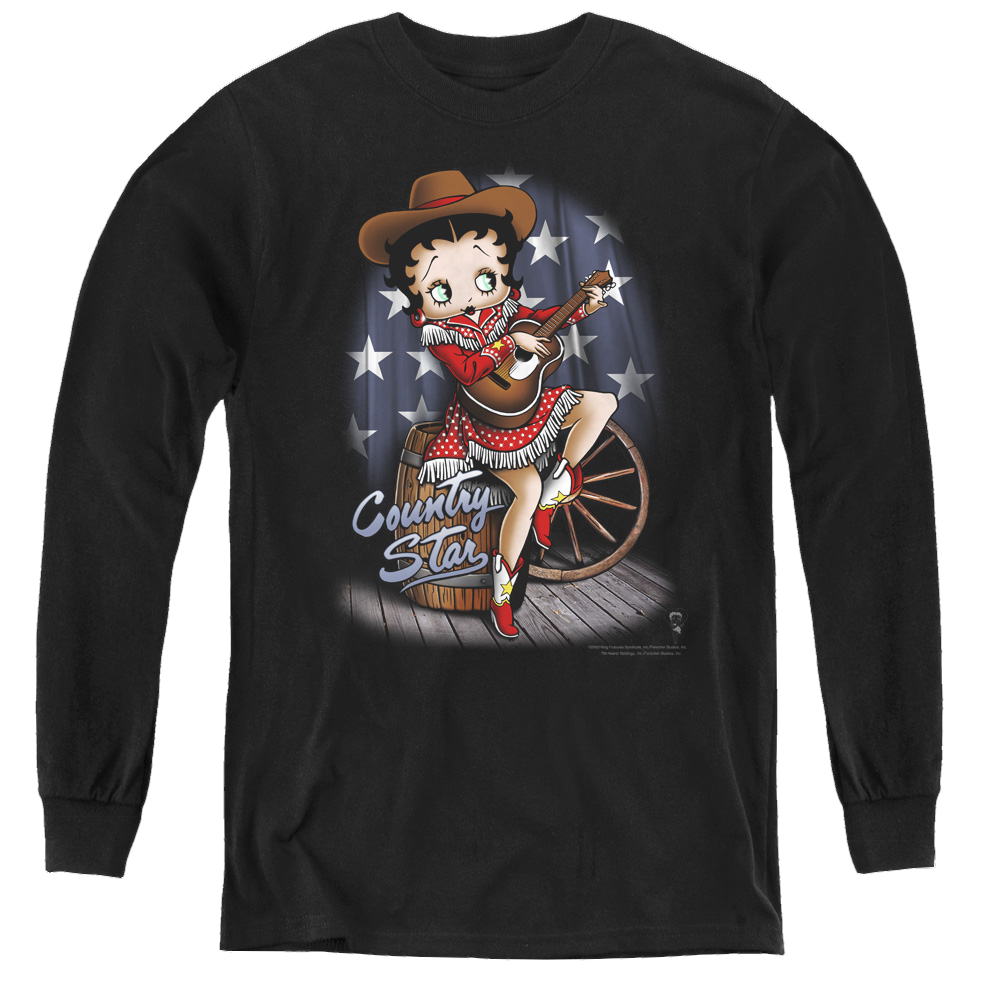 Betty Boop Country Star - Youth Long Sleeve T-Shirt Youth Long Sleeve T-Shirt Betty Boop