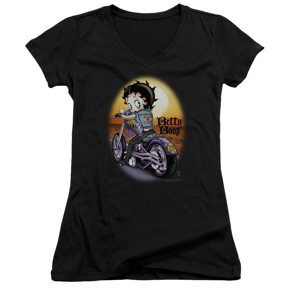 Betty Boop Wild Biker - Juniors V-Neck T-Shirt Juniors V-Neck T-Shirt Betty Boop