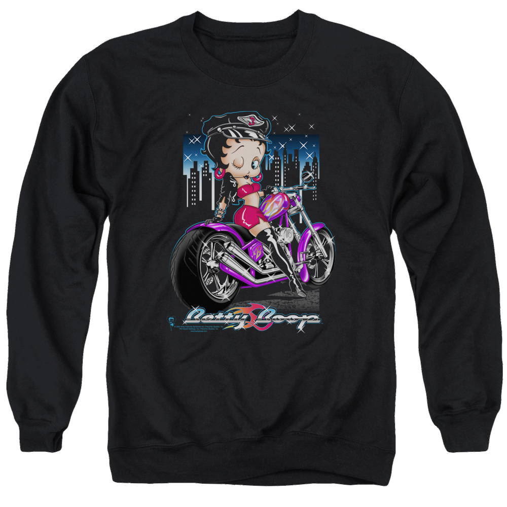 Betty Boop City Chopper - Men's Crewneck Sweatshirt Men's Crewneck Sweatshirt Betty Boop