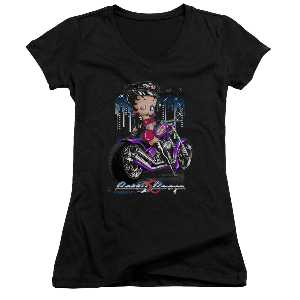 Betty Boop City Chopper - Juniors V-Neck T-Shirt Juniors V-Neck T-Shirt Betty Boop