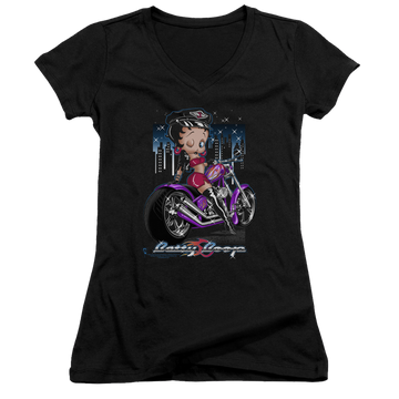 Betty Boop City Chopper - Juniors V-Neck T-Shirt Juniors V-Neck T-Shirt Betty Boop
