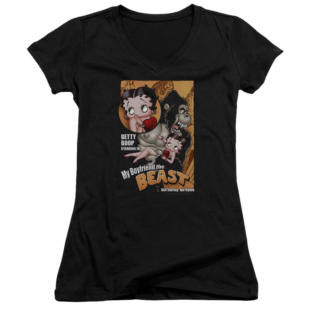 Betty Boop Boyfriend The Beast - Juniors V-Neck T-Shirt Juniors V-Neck T-Shirt Betty Boop