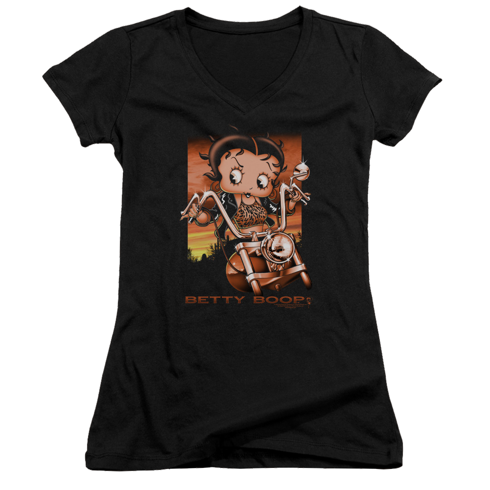 Betty Boop Sunset Rider - Juniors V-Neck T-Shirt Juniors V-Neck T-Shirt Betty Boop