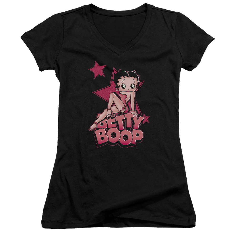 Betty Boop Sexy Star - Juniors V-Neck T-Shirt Juniors V-Neck T-Shirt Betty Boop