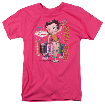 Hot pink men's regular fit t-shirt with Betty Boop Wet Your Whistle graphic