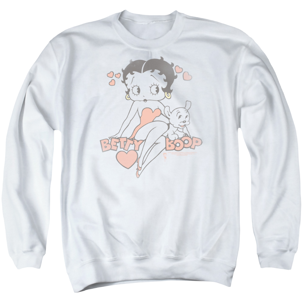 Betty Boop Classic With Pup - Men's Crewneck Sweatshirt Men's Crewneck Sweatshirt Betty Boop