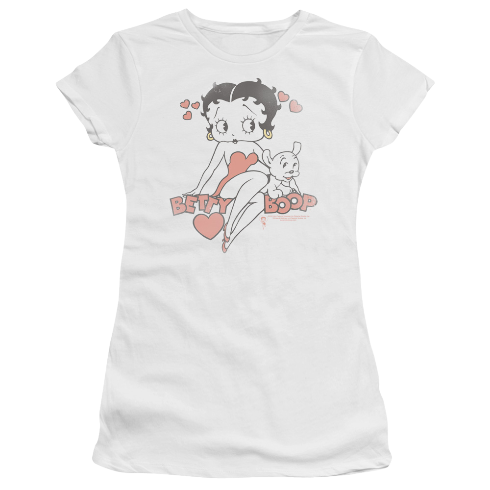 Betty Boop Classic With Pup - Juniors T-Shirt Juniors T-Shirt Betty Boop