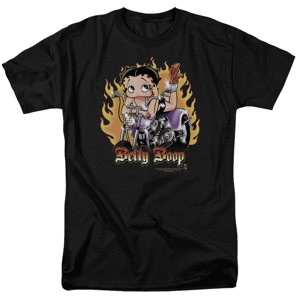Betty Boop Biker Flames Boop - Men's Regular Fit T-Shirt Men's Regular Fit T-Shirt Betty Boop