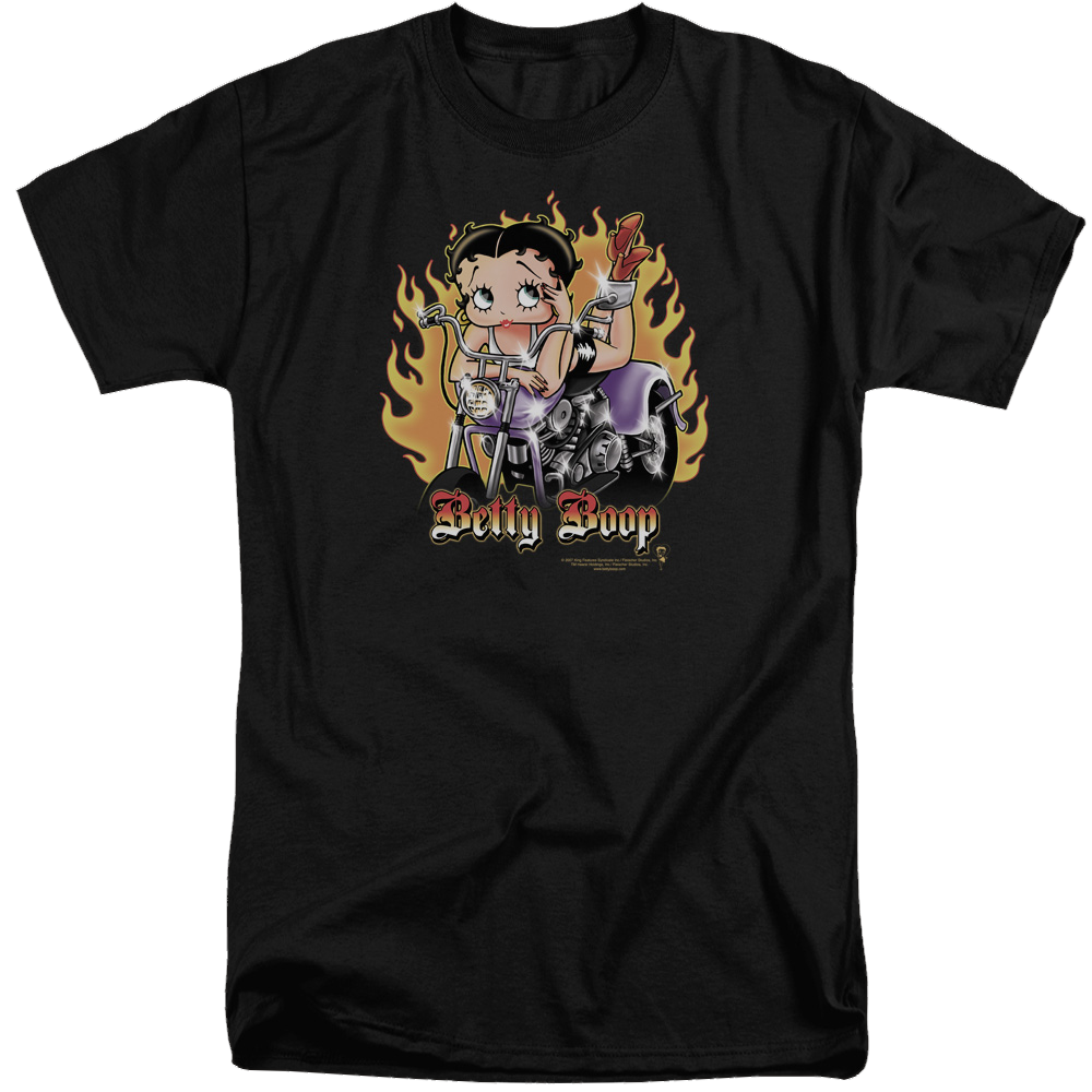 Betty Boop Biker Flames Boop - Men's Tall Fit T-Shirt Men's Tall Fit T-Shirt Betty Boop