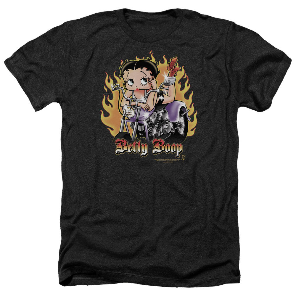 Betty Boop Biker Flames Boop - Men's Heather T-Shirt Men's Heather T-Shirt Betty Boop